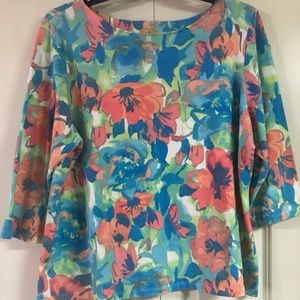 Ruby Rd. Woman’s Top 2X Blue/Green/Coral/White